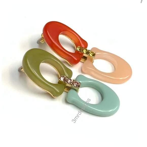 NWT COACH Signature C Logo 12-K Gold Plated Glass Crystals Resin Drop Earrings - Picture 4 of 10